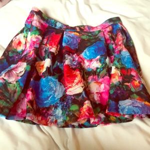 Vibrant colored Express floral skirt